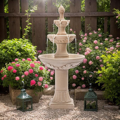 MAGIC UNION Outdoor Garden Water Fountains, 48.4''H Italian Style Fountains and Waterfalls Outside, 3-Tier Large Bubbler Cascading Indoor Floor Water Fountain Features with Pump for Home Yard Decor
