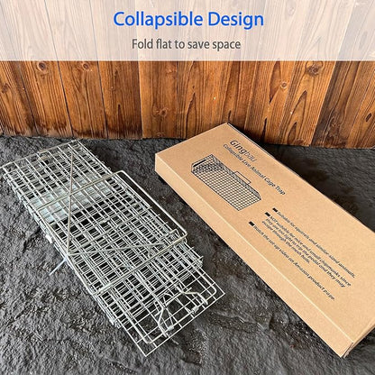 Gingbau Foldable Squirrel Trap Heavy Duty Humane Live Animal Cage Trap - 17.3” x 7.4” x 8.2”