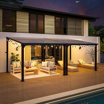 10 * 20FT Pergola,Outdoor Gazebo,Hardtop Lean to Gazebo,Wall Mounted Pergola,Pergolas Gazebos Clearance,Aluminum Frame Pergola,UV Resistant Patio Roof,Patio Awnings for Porch,Lawn,Backyard