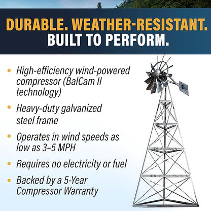 Outdoor Water Solutions AWS0012 16-Feet Galvanized 3-Legged Aeration System Windmill