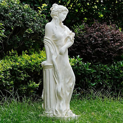 Outdoor Large Nymph Statue, 51Inch Garden Sculpture Decor, Roman Pillar Goddess of Greek Mythology Roman Style for Patio Yard Lawn Porch