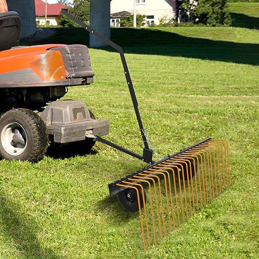 60 Inch ATV Tow Behind Durable Corrosion Resistant Steel Pine Straw Rake