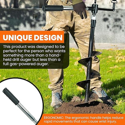 Auger Post Hole Digger 6" Wide 32" Deep - Earth Auger - Trench Digger - Hole Digger for Fence Posts - Post Digger - Hole Digger Tool - Electric Post Hole Digger Handles - Hand Auger Post Hole Digger
