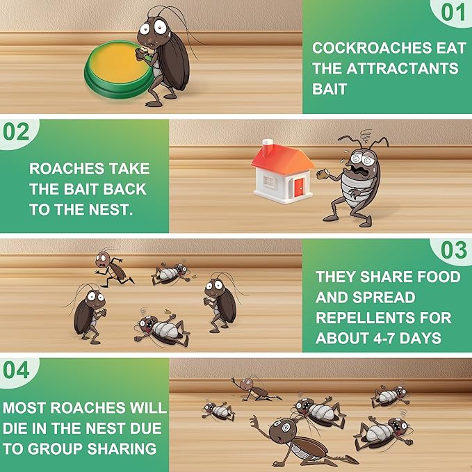 Roach Bait - Cockroach Killer Indoor Infestation, Roach Traps Cockroach Bait Gel,Indoor Home Repellent for Small Large Cockroaches, Get Rid of Roaches Permanently Outdoor (24)