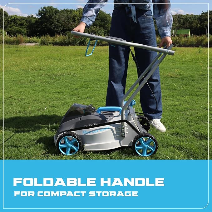 RB 40V 13-Inch Brushless Cordless Lawn Mower with 4.0Ah Lithium Battery & Fast Charger, 2-in-1 Lightweight Mower for Small Yards, Foldable Handle, 5 Cutting Height Adjustments