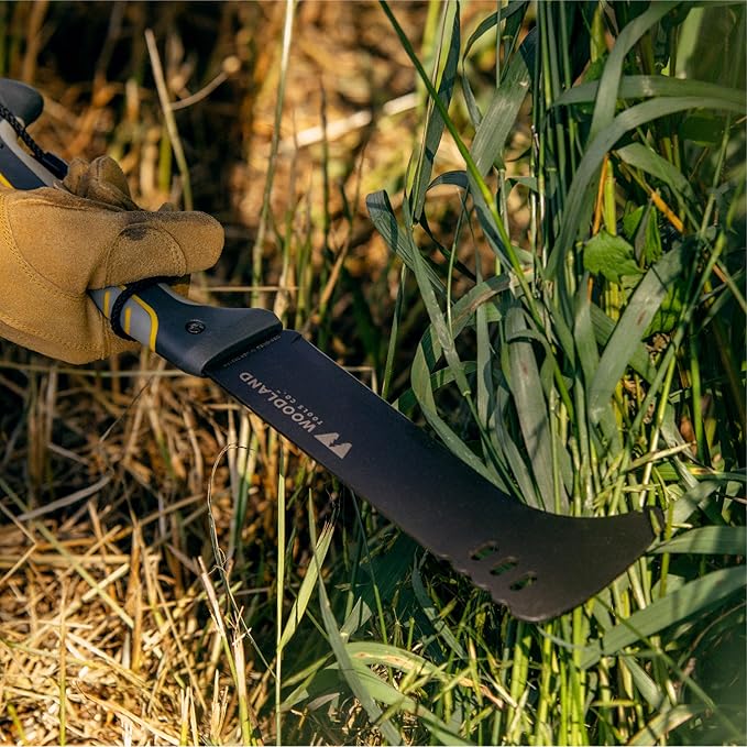 Woodland Tools Super Duty Brush Axe – 9 Inch Curved Blade with Triple Pinned Full Tang, Long Handle, Batoning Spine, and Ballistic Nylon Sheath – Manual Tool for Brush Clearing and Trail Work
