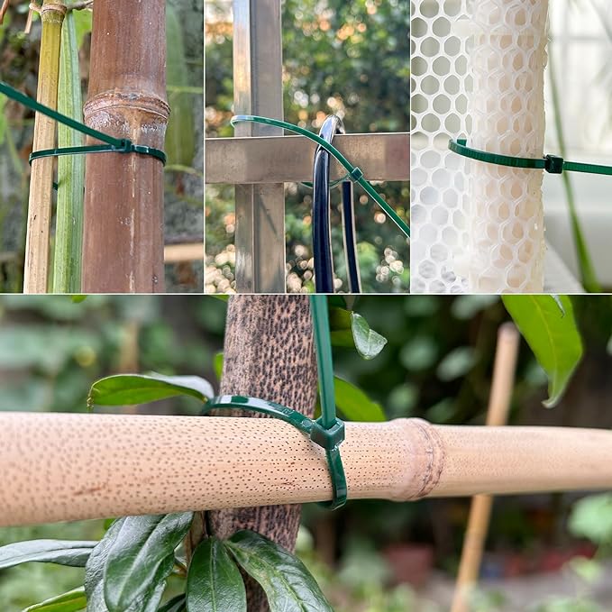 10 inch 3mm Dark Green Nylon Garden Cable Zip Ties Self Locking Cable Ties Twist Ties, Multi-Purpose Cable Tie(100 Pcs)