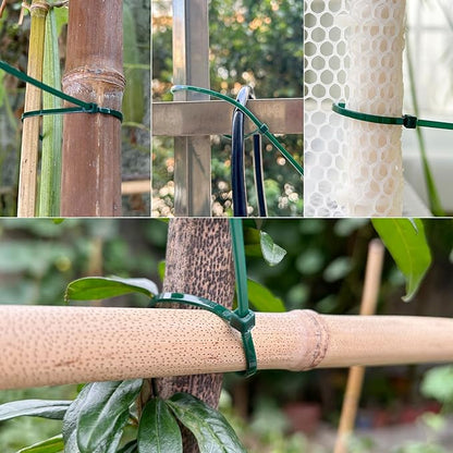 10 inch 3mm Dark Green Nylon Garden Cable Zip Ties Self Locking Cable Ties Twist Ties, Multi-Purpose Cable Tie(100 Pcs)