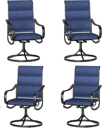 Sophia & William Outdoor Patio Chairs Set of 4, Swivel Patio Chair with Padded Textilene and Black Metal Frame, Good for Lawn Yard Garden All Weather (Blue)