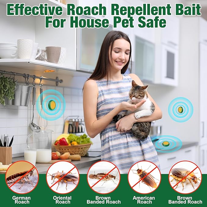 48 Pack Cockroach Gel Bait & Roach Killer Indoor for Home, Powerful Roach Repellent Bait Trap Infestation Solution, Easy to Use Cockroach Deterrent Indoor Outdoor for Kitchen Home RV Corner Pet Safe