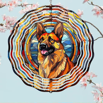 German Shepherd Dog Wind Spinners Outdoor Dog Memorial Gifts, 3D Metal Kinetic Hanging Garden Wind Spinner, Spinner Decor, Wind Sculptures for Outdoor & Indoor, Window, Yard Decor (German Shepherd 1)