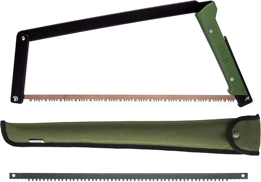 AGAWA - BOREAL24 Tripper Kit - Includes 24" Folding Saw, Nylon Carrying Case, 24" All-Purpose & 24" Aggressive Blade - For Camping, Hiking & Survival Gear (Black Frame/Green Handle)