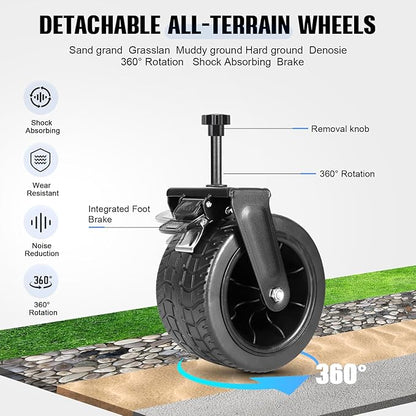 Beach Wagon with Big Wheels for Sand,Collapsible Folding All Terrain Utility Wagons Carts Foldable with Brakes for Sand Camping Sports Outdoor.