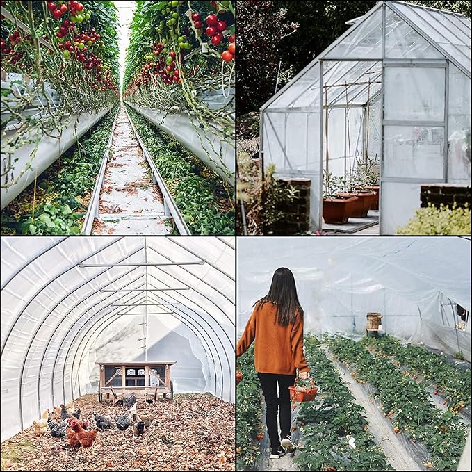 VEVOR Greenhouse Plastic Sheeting 20 x 28 ft, 6 Mil Thickness UV Resistant Clear Polyethylene Film, Hoop Green House Cover for Farms, Agriculture, Garden