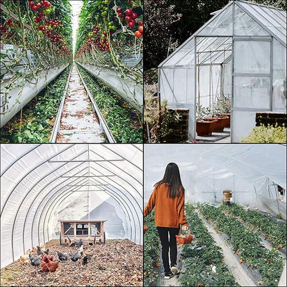 VEVOR Greenhouse Plastic Sheeting 20 x 28 ft, 6 Mil Thickness UV Resistant Clear Polyethylene Film, Hoop Green House Cover for Farms, Agriculture, Garden