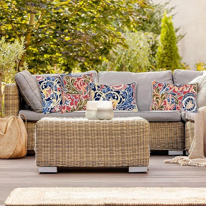 JMGBird 18×18 Inch Outdoor Lumbar Pillows Pack of 2 Colors Waterproof Throw Pillows with Insert Rectangular Decorative Garden Cushion for Home Furniture Patio Coach Sofa