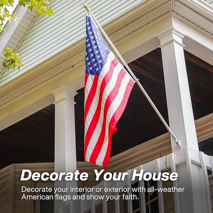 American Flag 2x3 Ft Outdoor Long Lasting US Flag, Heavy Duty Polyester, Embroidered Stars, Sewn Stripes, Brass Grommets, UV Protection Perfect for Outdoors! USA Flag