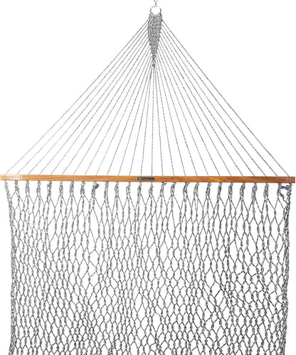 Original Pawleys Island Deluxe Navy Oatmeal Heirloom Tweed DuraCord Rope Hammock – 13 ft. x 65 in, 2-Person, 450 lb Capacity, Oak Spreader Bar, Zinc-Plated Hardware, Handcrafted in The USA