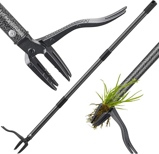 Weed Puller Tool, 61" Stand Up Heavy Duty Gardening Hand Weeder Tools with 4 Claw Steel for Dandelion, Horseweed, Thistle, Remove Weeds Without Bending, Kneeling, Pulling