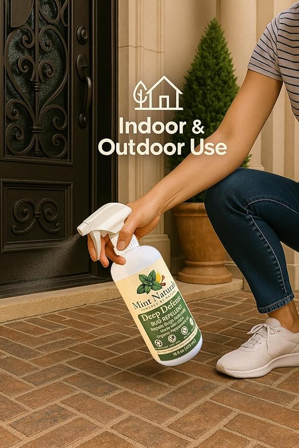 Deep Defense – Natural Bug Spray & Indoor/Outdoor Insect Repellent, Peppermint Oil Formula for Spiders, Ants, Roaches & Crawling Pests – 16oz Made in USA