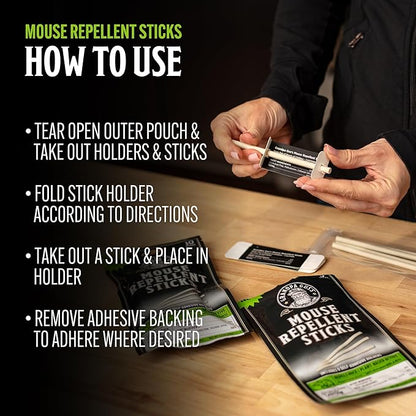 Grandpa Gus's Natural Mouse Repellent Stick, Patented Delivery of Concentrate Peppermint Scent, Plant-Based, Humane Rodent Repellent for Home, Campers & RVs, Pack of 10