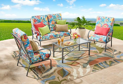 BrylaneHome Bh Outdoor Performance 2-Section Deep Seating Cushion - Black Ikat