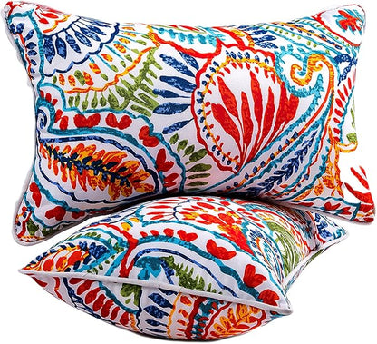 JMGBird Outdoor Pillows Waterproof Set of 2 Outdoor Lumbar Pillows with Insert Included 12×20 Inch Outdoor Pillow for Patio Furniture