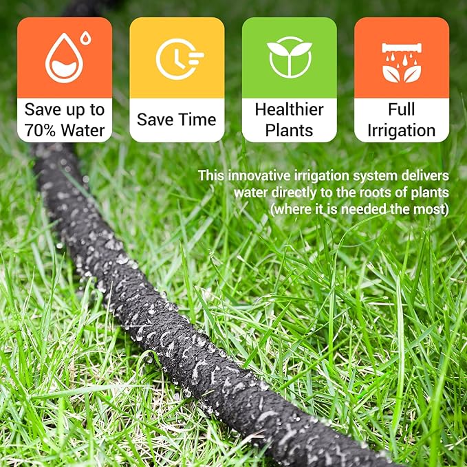 MAMIZO Soaker Hose Kit 50 ft 1/2", Solid Brass Connectors Rubber Longer Lasting, Heavy Duty Drip Hose to Save 70% Water, Soaker Hose for Garden, Lawn and Yard