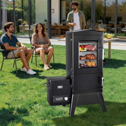 Vertical Pellet Smoker with Cover & Meat Probe, 4-Rack Electric BBQ Smoker Grill, 616 sq in Cooking Space, Digital LED Temperature Control for Outdoor Smoking Ribs, Brisket, Chicken & Sausage