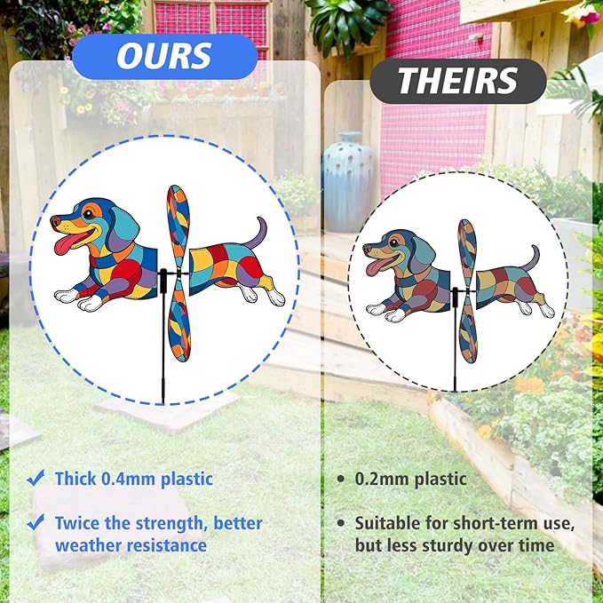 Dachshund Petite Spinner Outdoor, Dachshund Dog Wind Spinner for Yard and Garden