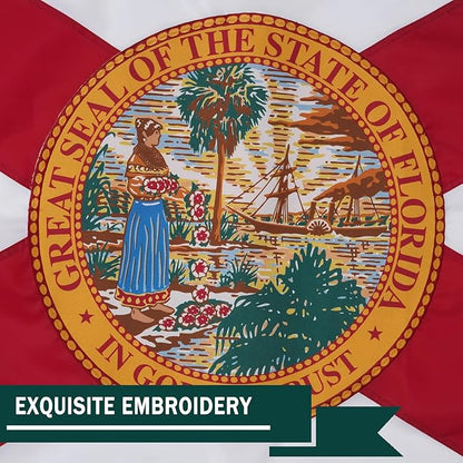 ROTERDON Florida Flag 6x10 Outdoor, 210D Heavy Duty FL State Flags Outside, Embroidered Stars and 2 Stitch Hemmings, Double Sided Banner with 2 Brass Grommets