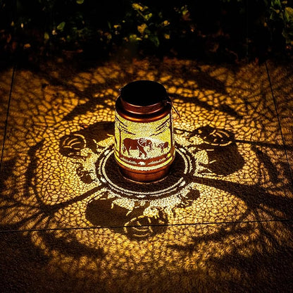 Elephant Solar Lanterns Outdoor Waterproof Hanging Solar Lights Elephant Gifts for Women Men Metal Decorative LED Lanterns for Yard, Patio, Lawn, Tabletop, Pathway, Landscape, Garden Decor