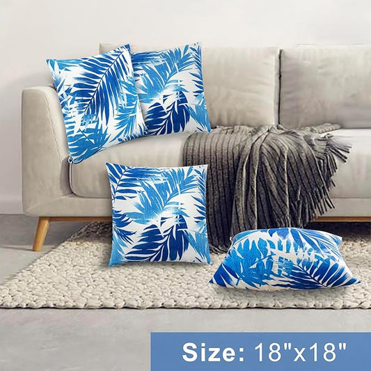JMGBird Outdoor Pillows Waterproof Set of 4 Outdoor Throw Pillows with Insert Included 18×18 Inch Outdoor Decorative Pillows Water Resistant for Patio Garden Sofa Couch Bed
