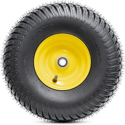 15x6.00-6(4PR) Tubeless Tire and Wheel, 15-Inch Replacement Pneumatic Tires and Wheel with 3/4" Bearings Compatible with Hand Truck, Wheelbarrow, Wagon, Gorilla Carts (Yellow, 2PCS)