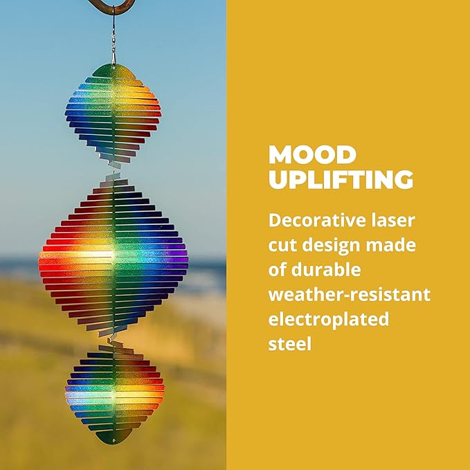VP Home Rainbow Helix Kinetic Wind Spinner for Yard and Garden Wind Spinner Outdoor Metal Large Hanging Rainbow Decor 3D Garden Art Wind Sculpture Spinners