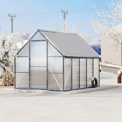 8 ft x10 ft Aluminum-Framed Polycarbonate Greenhouse, Heavy Duty Polycarbonate Greenhouse with Quick Setup Structure and Roof Vent, Large Enhanced Aluminum Green House Kit for Outdoors