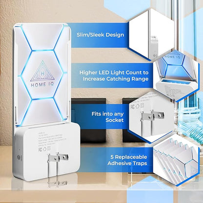 Indoor UV Pest Control Device and Night Light. LED Powered Flying Insect Trap for Flies, Moths, Gnats, Fruit Flies and Mosquitos. (Device + 5 Traps)