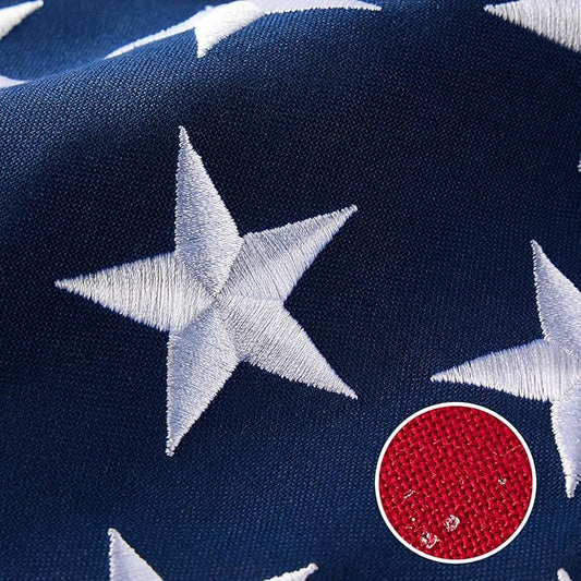 American Flag 8x12 ft Heavy Duty TearProof Series, All Weather High Wind US Flag, Premium Spun Polyester with Embroidered Stars, Sewn Stripes, Brass Grommets for Outdoor Use
