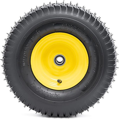 15x6.00-6 Tire and Wheel, 15-Inch Replacement Pneumatic Tires with 3/4" Bearings Compatible with Hand Truck, Wheelbarrow, Wagon, Gorilla Carts Tires (Yellow, 2PCS) P-103