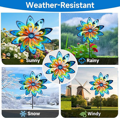 Metal Wind Spinner for Yard Decor Garden Windmill Outdoor Kinetic Wind Sculpture Dual Direction for Backyard Patio Lawn Homewarming Gift