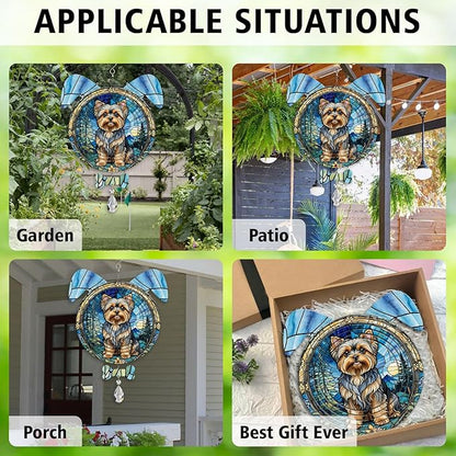 Yorkshire Terrier Dog Ears Wind Spinner, Yorkshire Terrier Wind Spinner Hanging for Yard and Garden (Yorkshire Terrier)