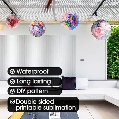 10 Pack 8 Inch Sublimation Wind Spinner Blanks,Wind Spinners Sublimation Blanks 3D Aluminum Metal Wind Spinners for Yard and Garden Indoor Outdoor Window Porch Decoration Round (10 Pcs 8 Inch)