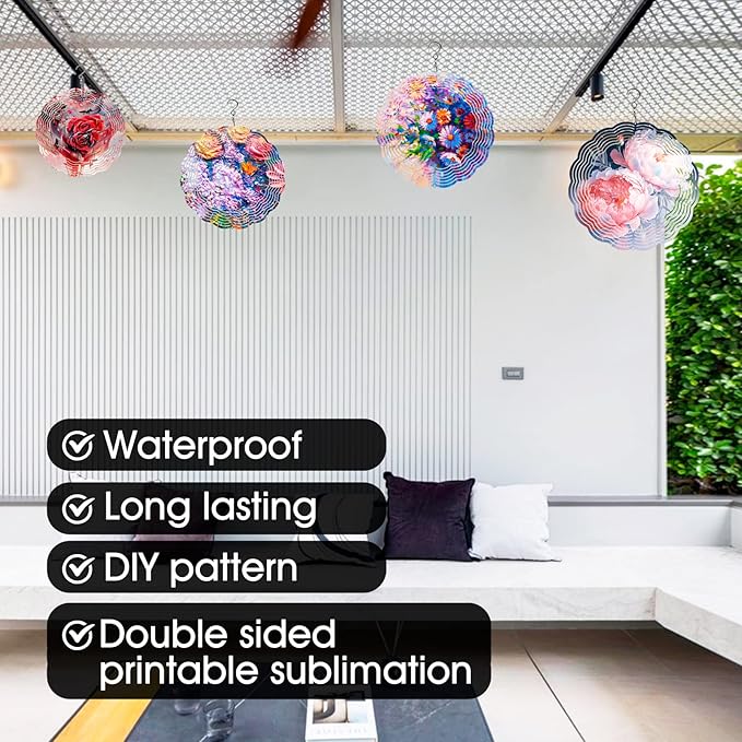 10 Pack Sublimation Wind Spinner Blanks 6 Inch Wind Spinners Sublimation Blanks 3D Aluminum Metal Wind Spinners for Yard and Garden Indoor Outdoor Window Porch Decoration Round (10 Pcs 6 Inch)