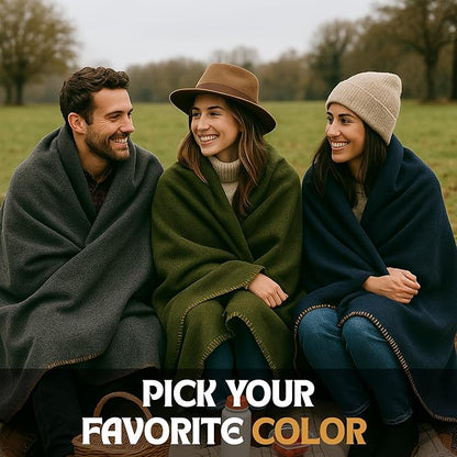 Wool Camping Blanket – 70% Wool Heavy-Duty Military Style Throw, Warm & Washable, Fire Retardant Cover for Emergency, Survival & Outdoor Use – Perfect for Camping, Car, Home & Hiking, Navy 62x84