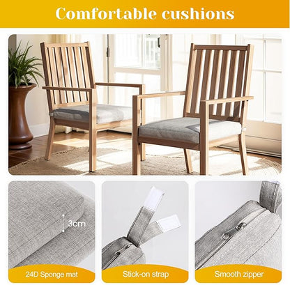 Patio Dining Chair Set of 4, Aluminum Outdoor Dining Chairs with Waterproof Cushions, Metal Outdoor Patio Furniture Seating for Porch, Balcony, Deck, Backyard, Light Wood Color