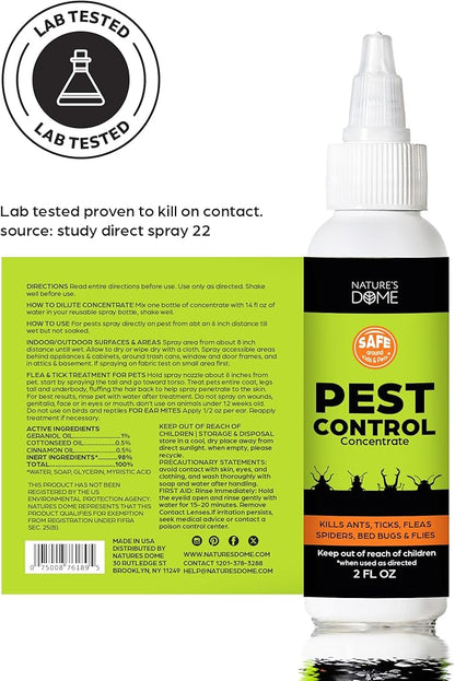 Nature's Dome Pest Control Starter Kit – Makes 3 Bottles (16 oz Each) – Eco-Friendly, Plant-Based Formula for Ant, Roach, Spider, Fly, Flea & Insect Control – Child & Pet Safe for Indoor/Outdoor Use