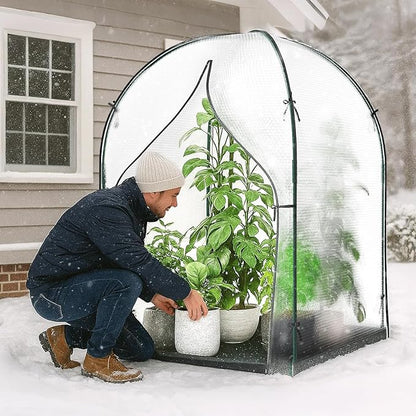 Portable Greenhouse for Outdoors, Green House Tent with Durable Bubble Film Cover and Zippered Door,Walk-in Mini Green House with Removable Mat for Indoor Outside Protecting Plant,47x47x71 Inch