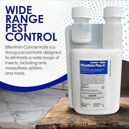 Bifenthrin Plus-C Insecticide (16 oz) - Roach Killer Indoor Infestation, Termite Treatment, Ant Control & Wasp Spray - Home Defense Pest Control, Residential, Commercial, and Industrial Use
