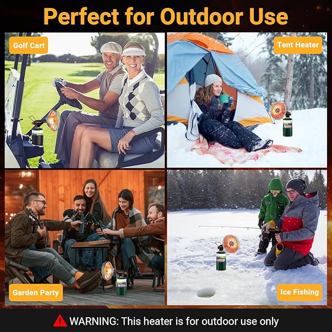 Golf Cart Heater,9,200BTU Portable Propane Heater with Self Ignition,with Golf Cart Cup Holder for EZGO Yamaha Club Car,Most Golf Cart(Fuel Cylinder not included)