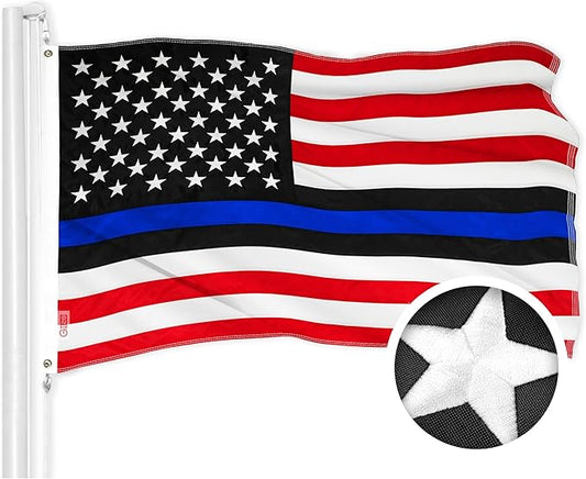 G128 Blue Lives Matter Flag | 2x3 Ft | ToughWeave Series Embroidered 210D Polyester | Duty and Honor Flag, Embroidered Design, Indoor/Outdoor, Vibrant Colors, Brass Grommets